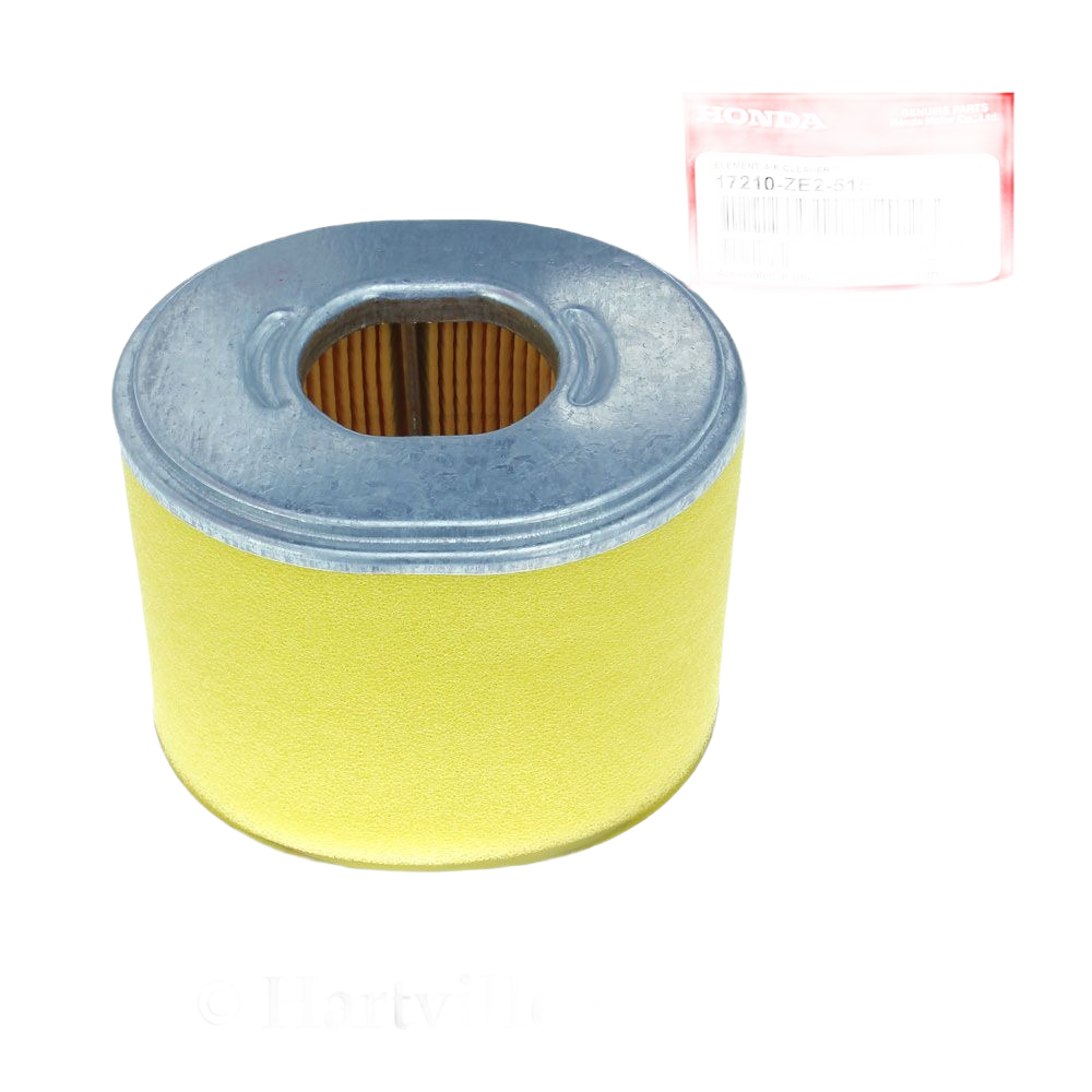 Yellow cylindrical air filter element with metal top and Honda label for parts and lubricants collection under $50