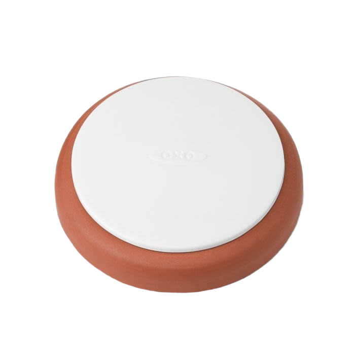 Round brown and white airtight container lid for preserving freshness in kitchen storage and home organization tasks