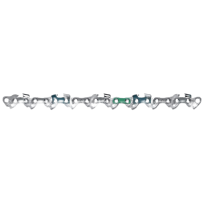 Silver and blue saw chain segment with precision drive links for power and tool accessories in home improvement collections