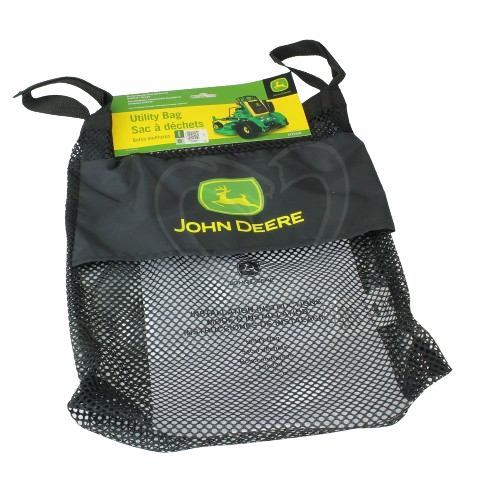 Black mesh utility bag with adjustable straps for attaching to mower handles in tool accessories collections under $50