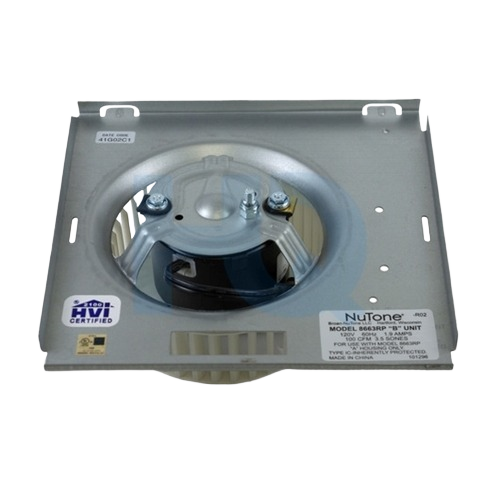 Metal exhaust fan motor and blower assembly with mounting bracket for home improvement ventilation systems