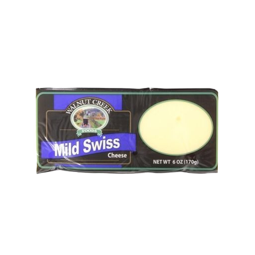 Packaged 6-ounce mild Swiss cheese block with pale yellow color from Food & Beverage and Under $25 collections