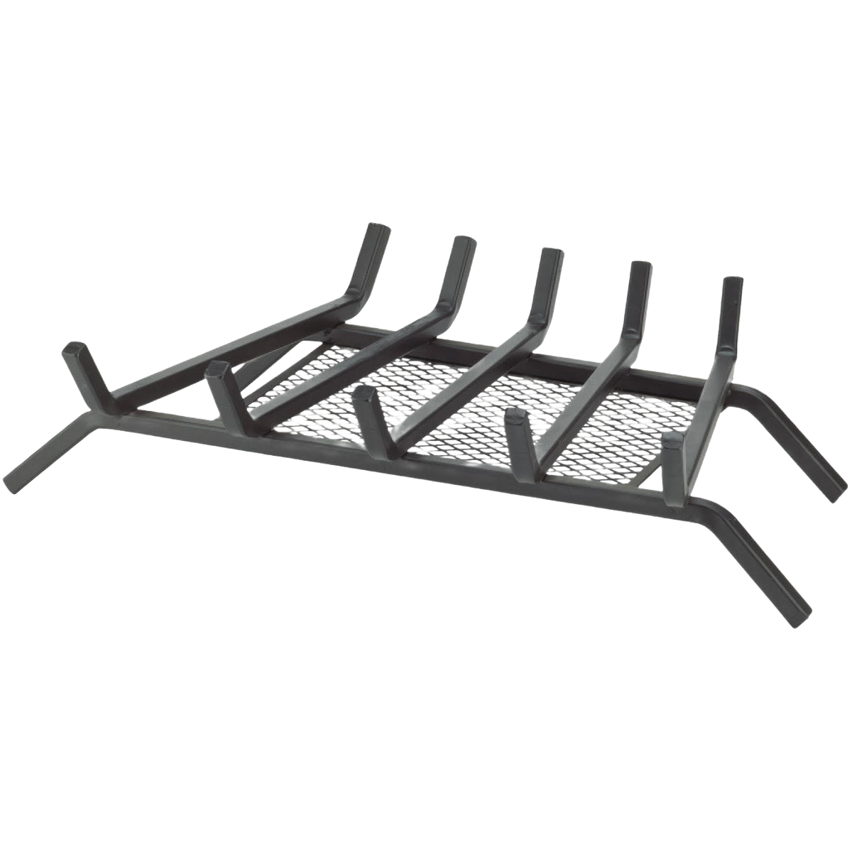 Steel fireplace grate with ember screen in black finish for home improvement and hearth use
