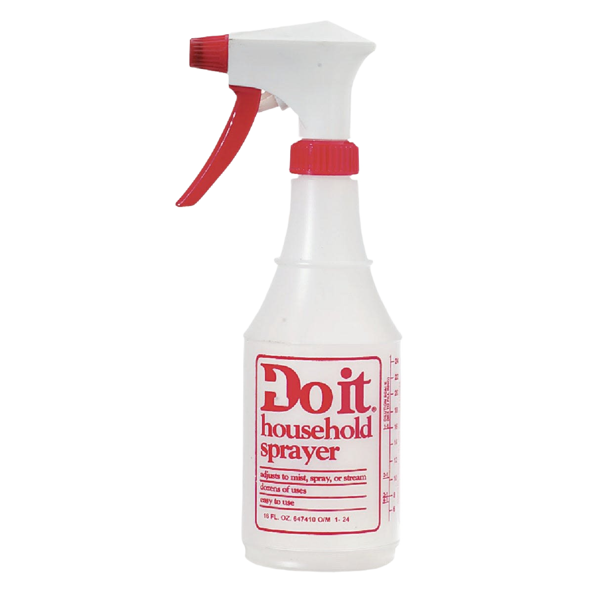 White plastic spray bottle with red nozzle and adjustable spray settings for cleaning tasks under $50