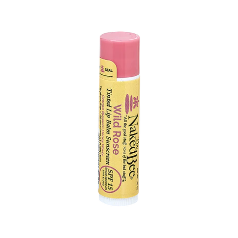 Tinted lip balm tube with pink cap and yellow label featuring SPF 15 for Health & Beauty under $25 collection