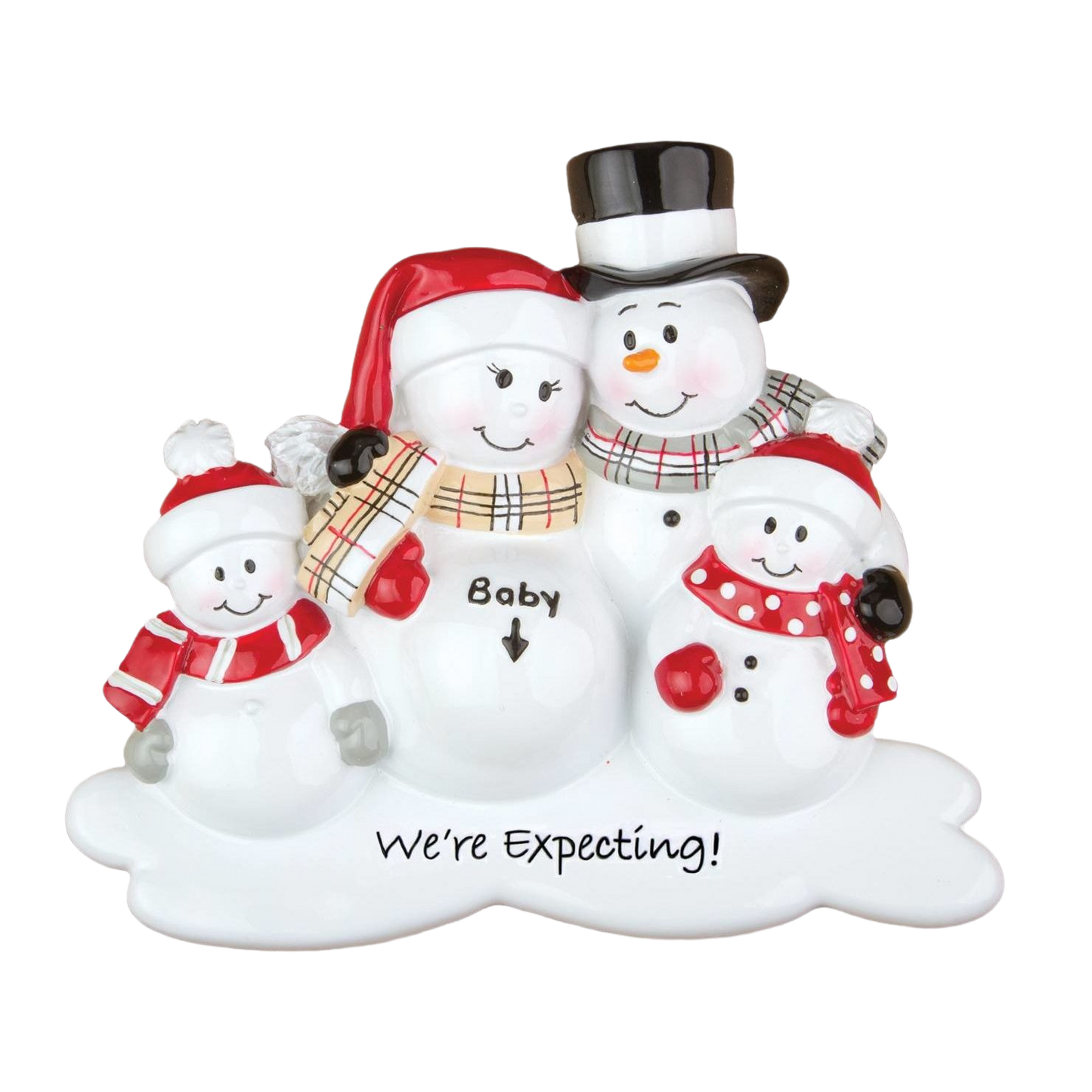 Snowman family ornament with two children and expecting mother for Christmas Ornaments & Tree Decorations under $50 collection