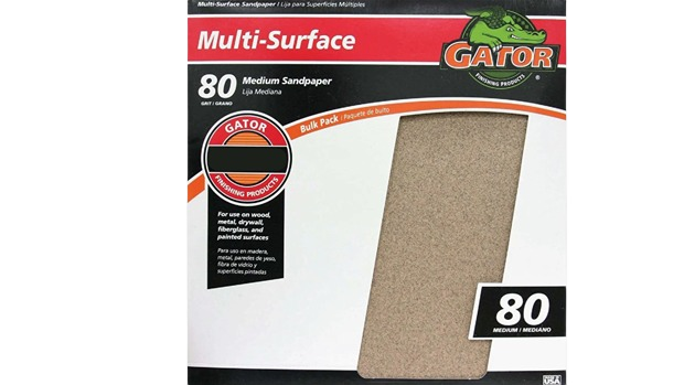 Single sheet of 80-grit medium sandpaper for multi-surface sanding in home improvement and paint supplies collections