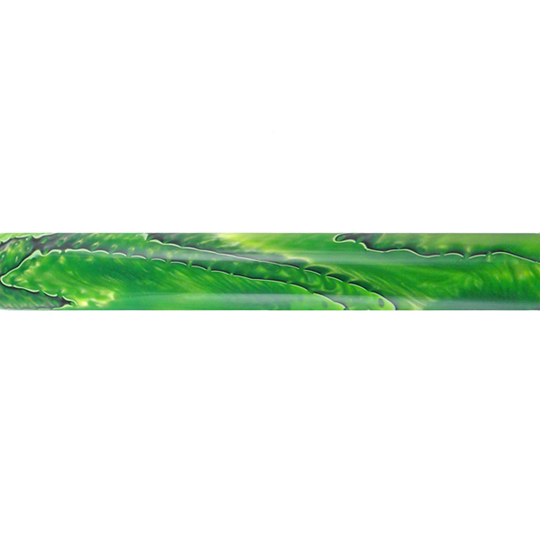 Slim green acrylic pen blank with swirling patterns, suitable for woodworking tools and home improvement projects under $50