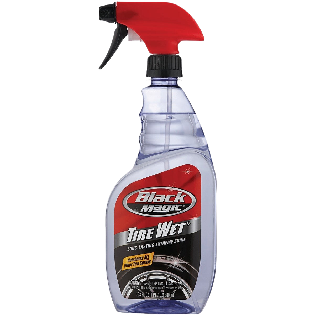 Clear spray bottle with red trigger for tire cleaning and shine from the automotive and under $50 collection