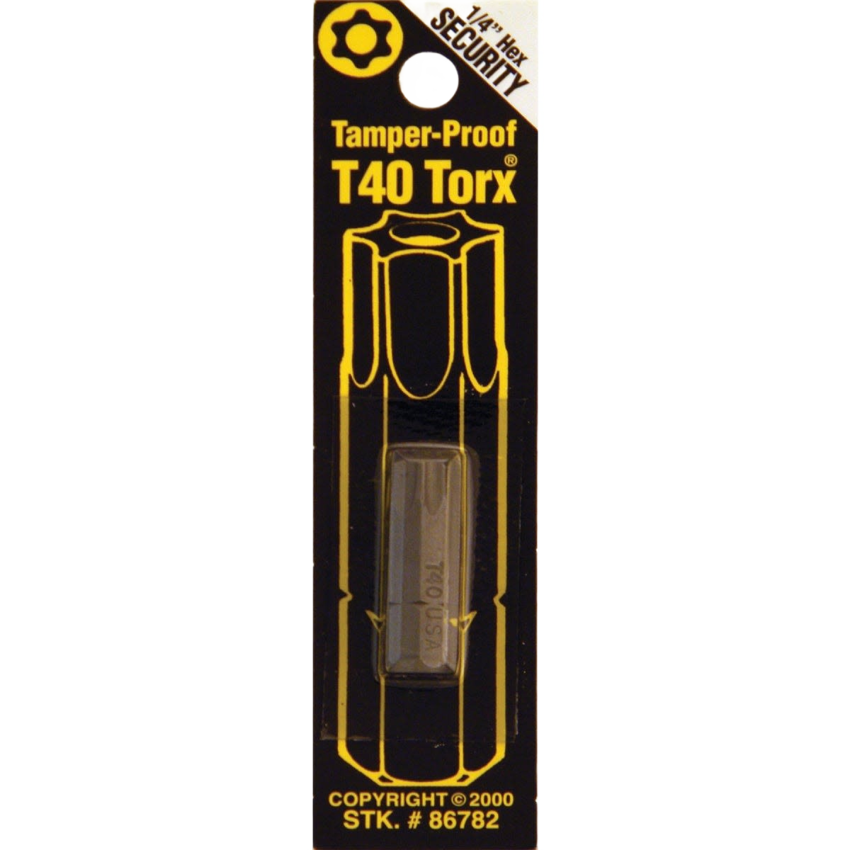 Tamper-proof T40 Torx bit with 1/4-inch hex shank for tool accessories and power tool collections under $50