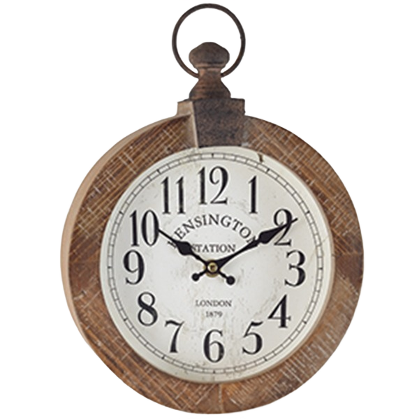 Rustic wooden clock with vintage white face and black numerals for home decor and clocks under $100 collection