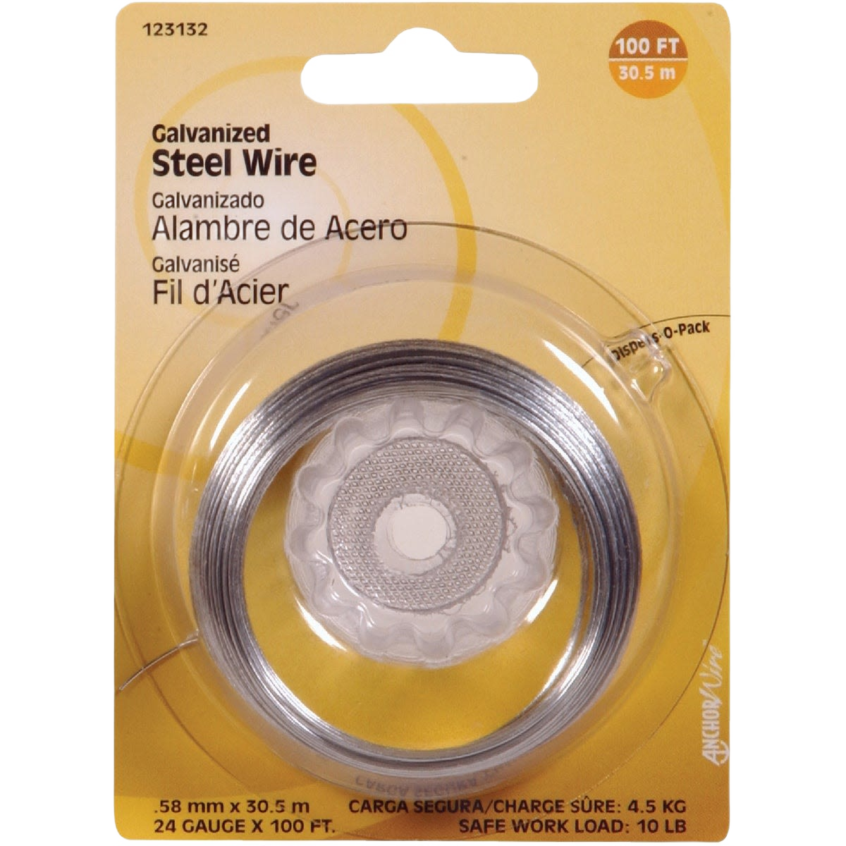 Galvanized steel wire spool for general purpose use in hardware, fasteners, and home improvement projects