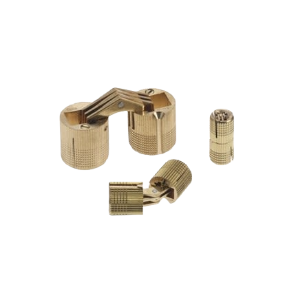 Brass finished 12mm barrel hinge set for furniture assembly and home improvement projects