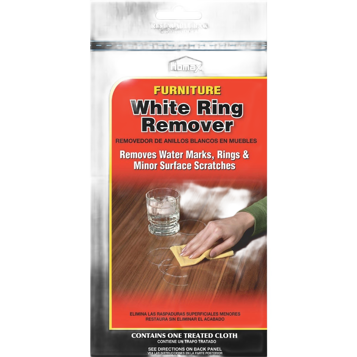 Homax cloth for removing water marks, rings, and light scratches from wood furniture under $50 home improvement supplies