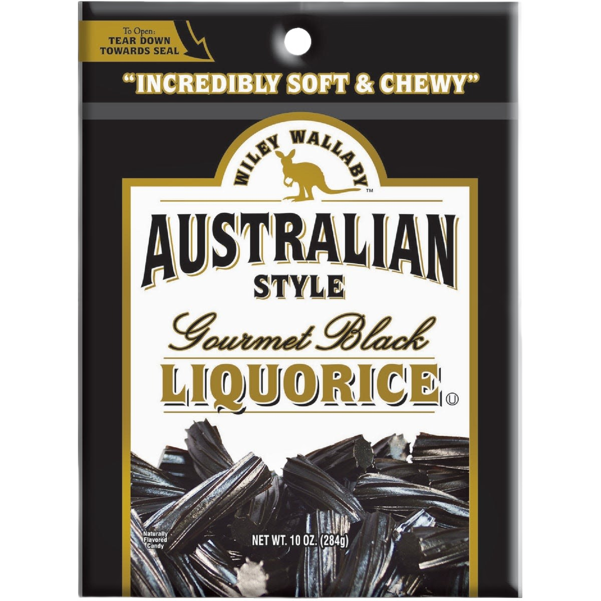 Package of Wiley Wallaby Australian Style soft and chewy black licorice in Chocolates & Candies under $50 collection