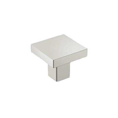 Modern satin nickel cabinet knob with square design, part of Hardware and Furniture Accessories collections under $50