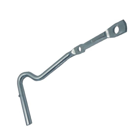 Curved metal spindle cover wire with mounting hole for lawn equipment replacement and home improvement tasks