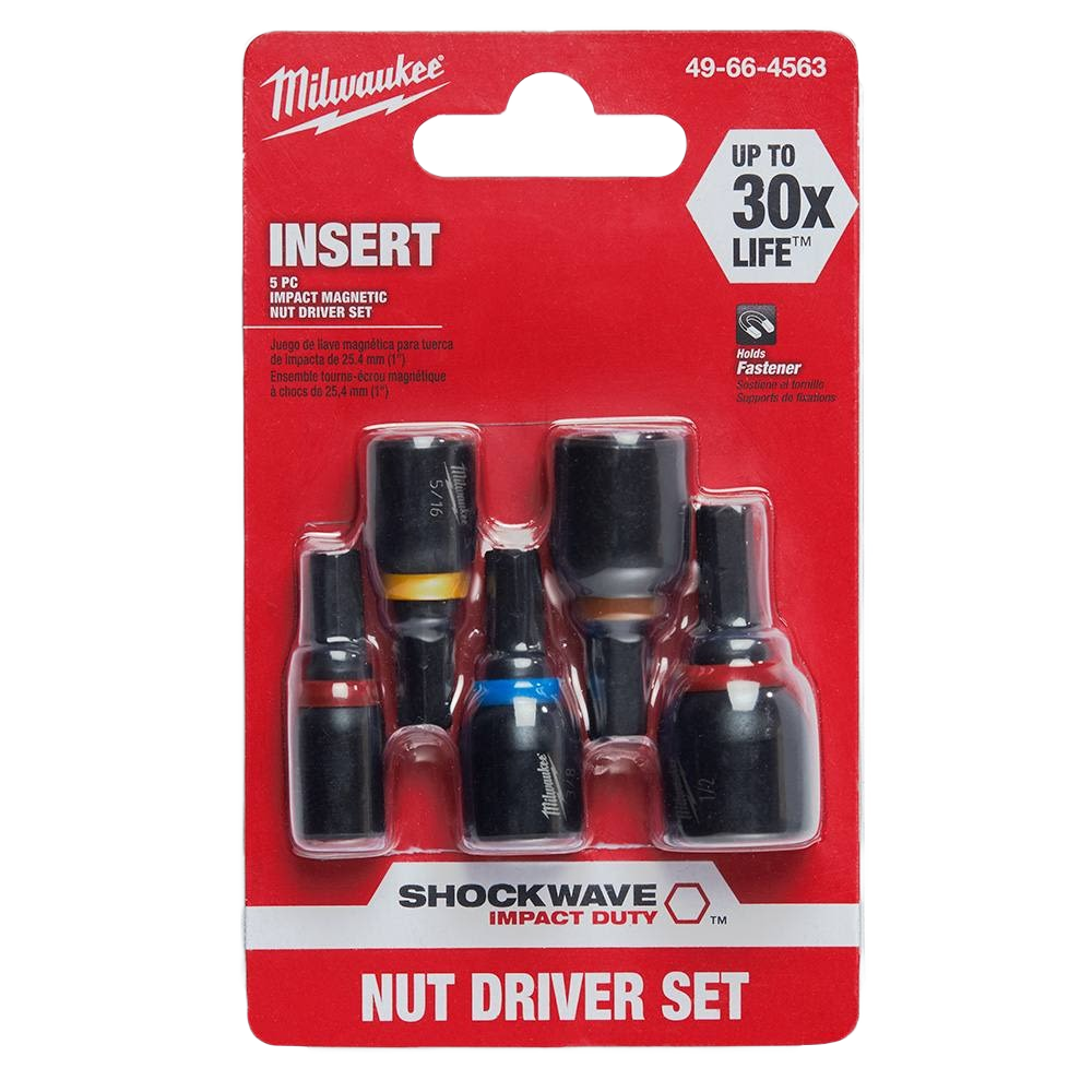 Milwaukee 5PC SHOCKWAVE™ Impact Duty 1" Insert Magnetic Nut Driver Set