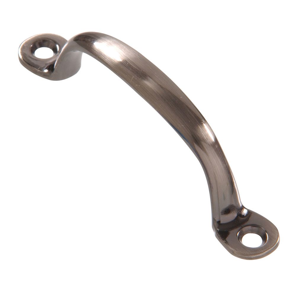 Curved pewter utility door pull with mounting holes for hardware and cabinet furniture accessories under $50 collections