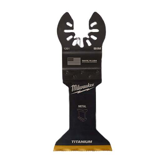 Black titanium-coated bi-metal saw blade with universal fitment and metal cutting capability for tools and home improvement use