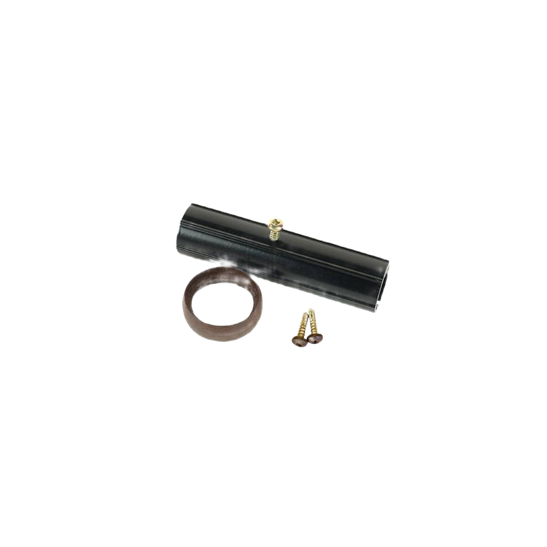 Black aluminum internal connector with screws and gasket for ADA handrail home improvement projects
