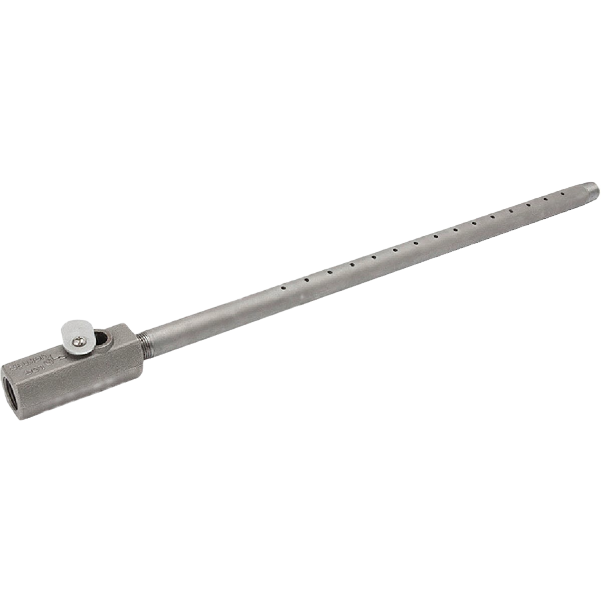 Metal log lighter with perforated straight barrel and adjustable valve for plumbing and home improvement tools collections
