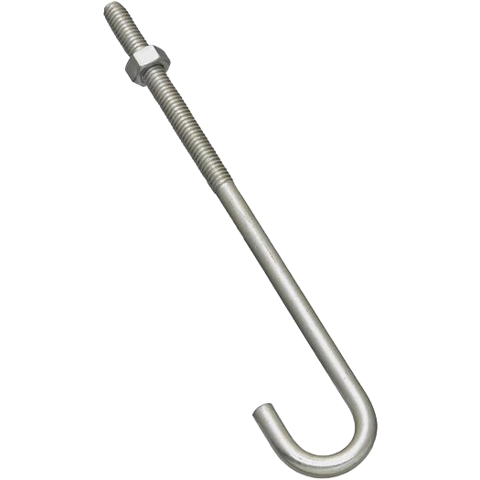 Zinc-plated 5/16" x 7" J bolt with hex nut for fastening in hardware and home improvement projects under $50