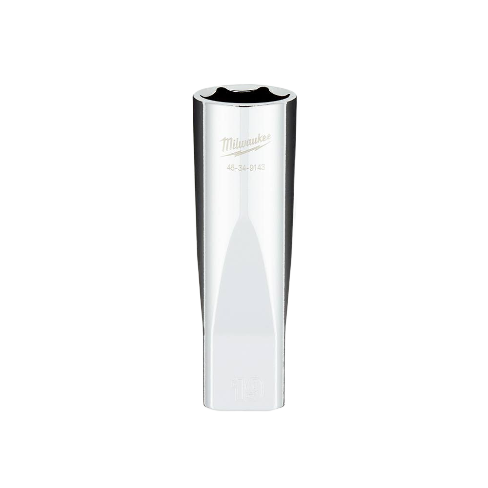 Polished 19-mm deep socket with FOUR FLAT™ sides for improved grip in tools and home improvement tasks