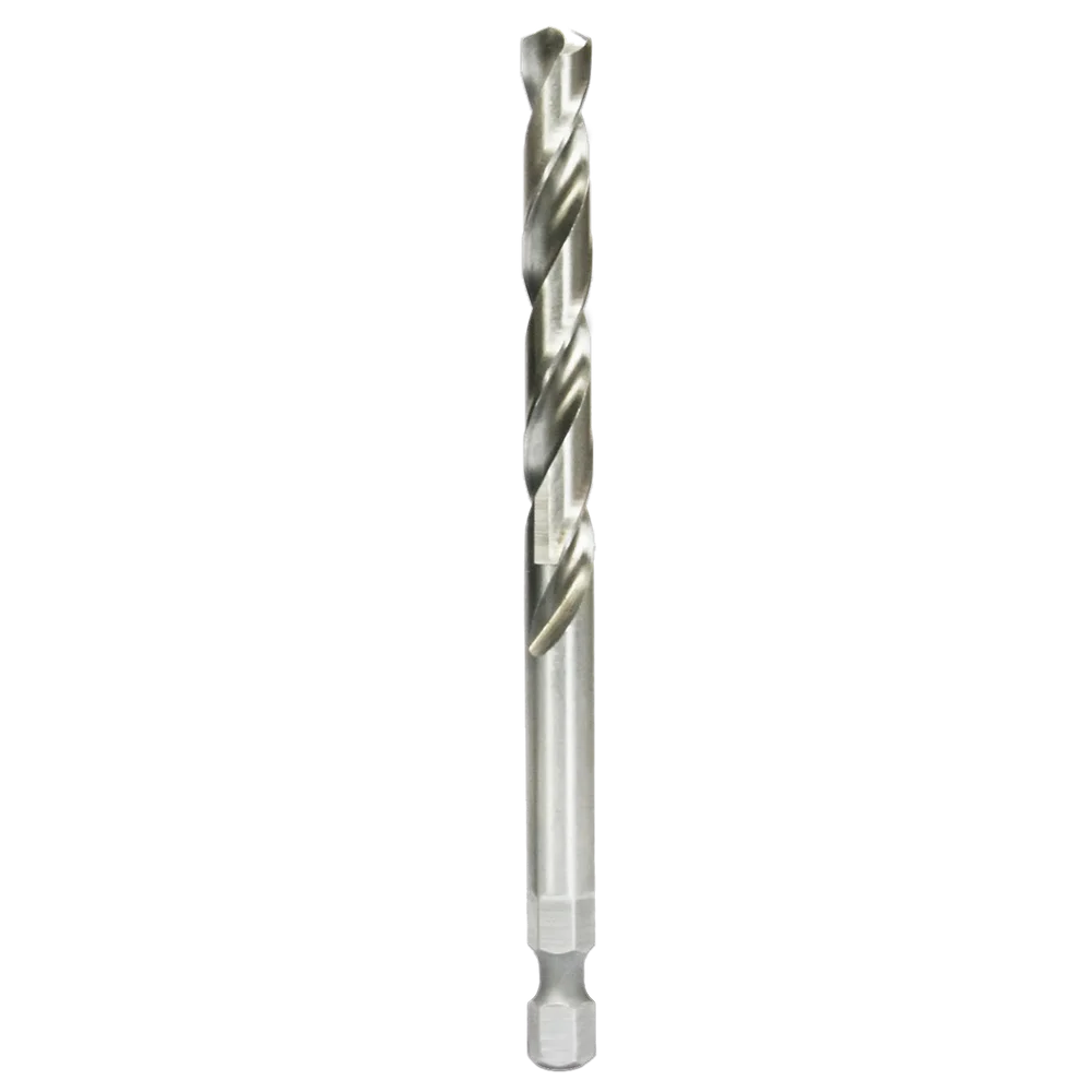 Metal 1/4-inch pilot drill bit with spiral flutes for accurate wood drilling in woodworking tools and home improvement collections