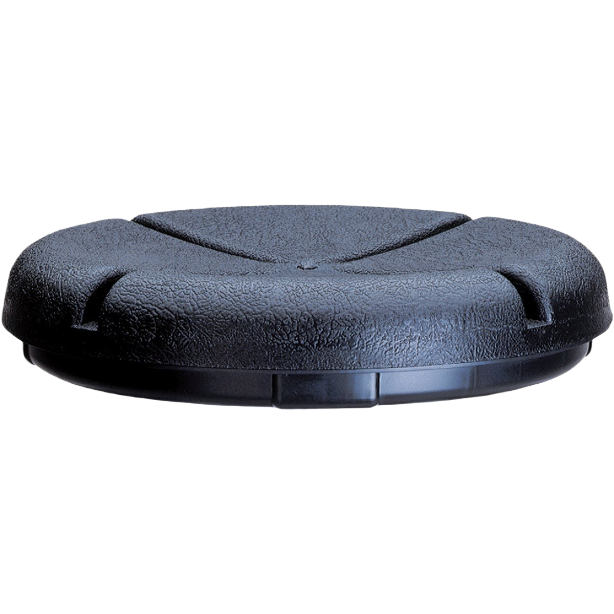 Black textured plastic bucket seat designed for comfortable seating and durable use in work or home improvement settings