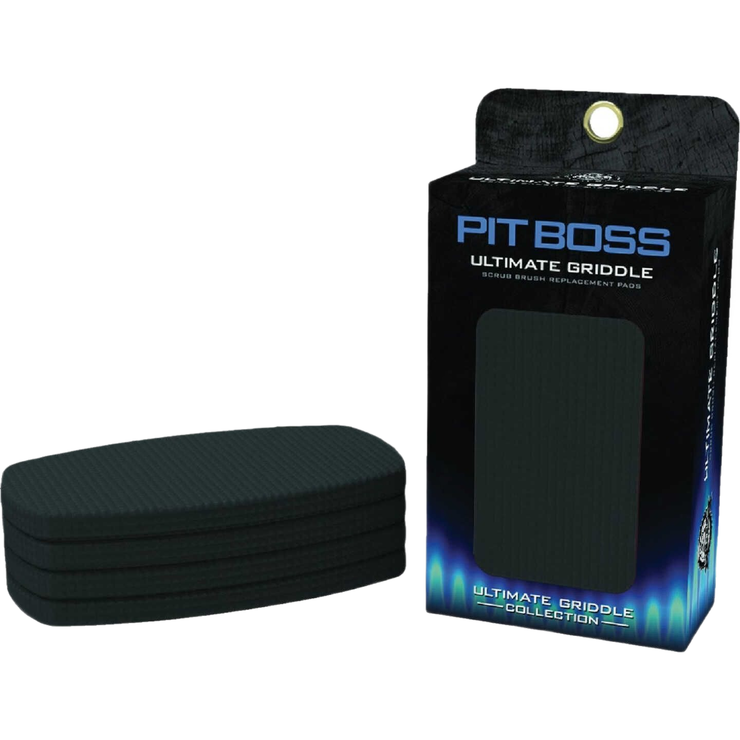 Black replacement scrub brush pads for grill cleaning in a 2-pack for grilling tools and outdoor living collections