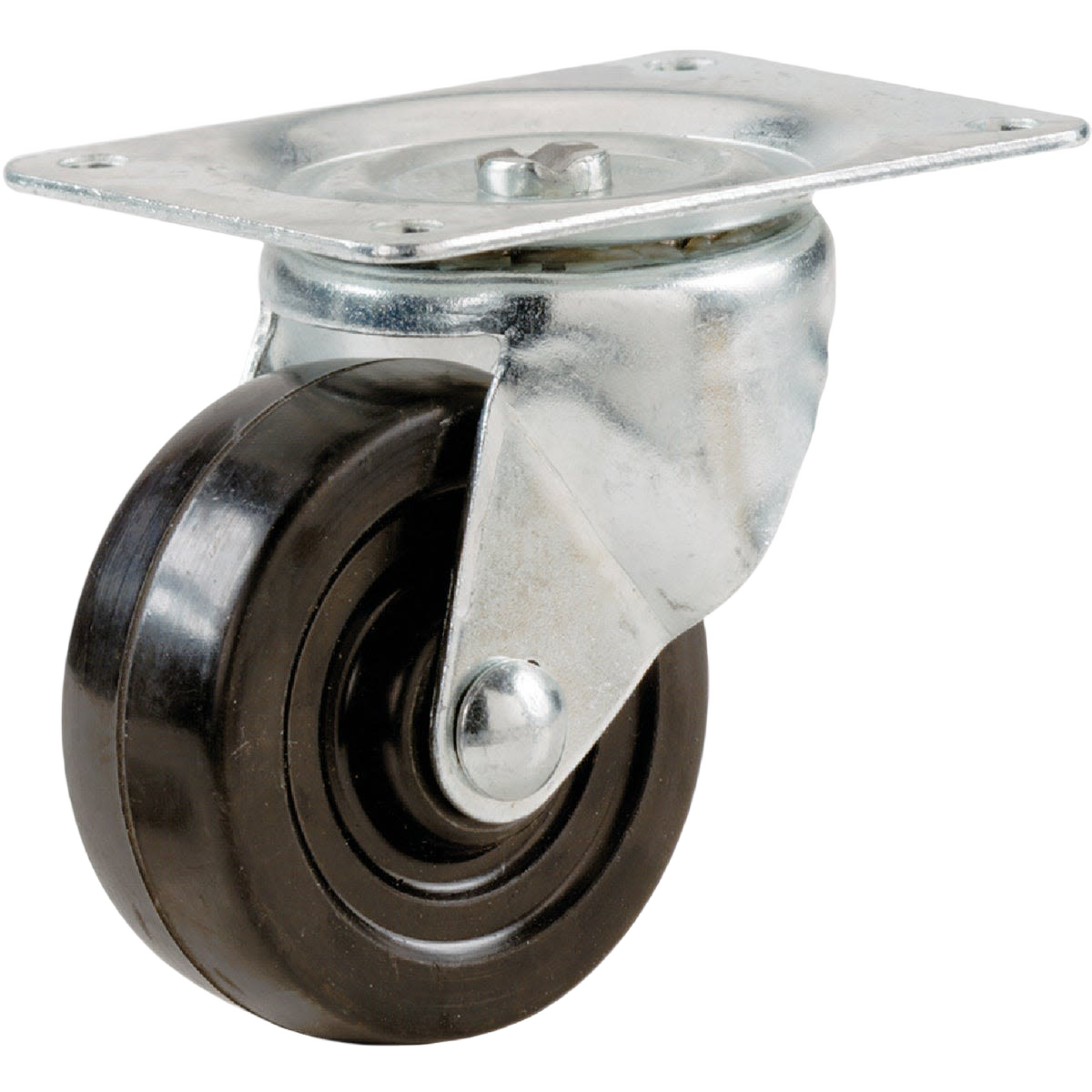 3-inch rubber swivel caster with metal mounting plate for smooth mobility on hard flooring in furniture hardware use