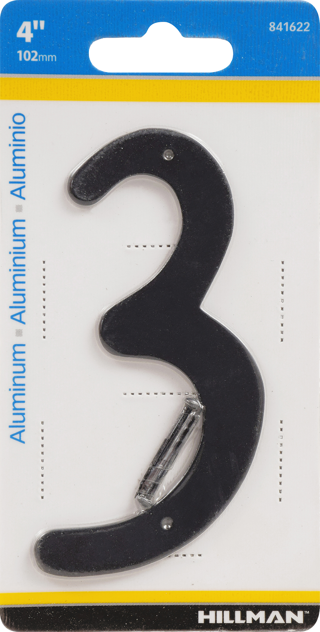 Hillman 4" Nail-On House Number 3 Aluminum, 2-Pack