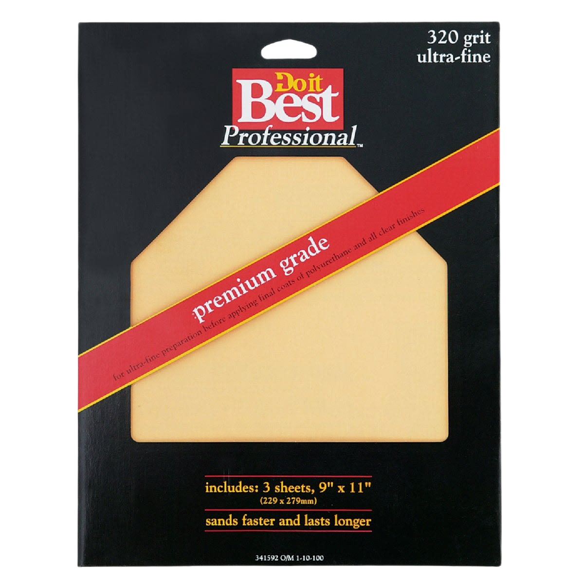 Package of Do it Best premium grade 320 grit ultra-fine sandpaper sheets for home improvement projects
