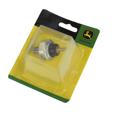 John Deere engine oil pressure switch in sealed yellow and green retail packaging for automotive and mechanic tools collections