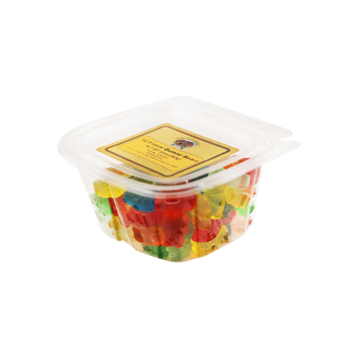 Clear plastic tub filled with colorful assorted gummy bears from the Chocolates & Candies collection under $25