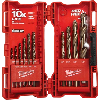 Red Helix cobalt drill bit set in red case for tool accessories and home improvement collections under $100