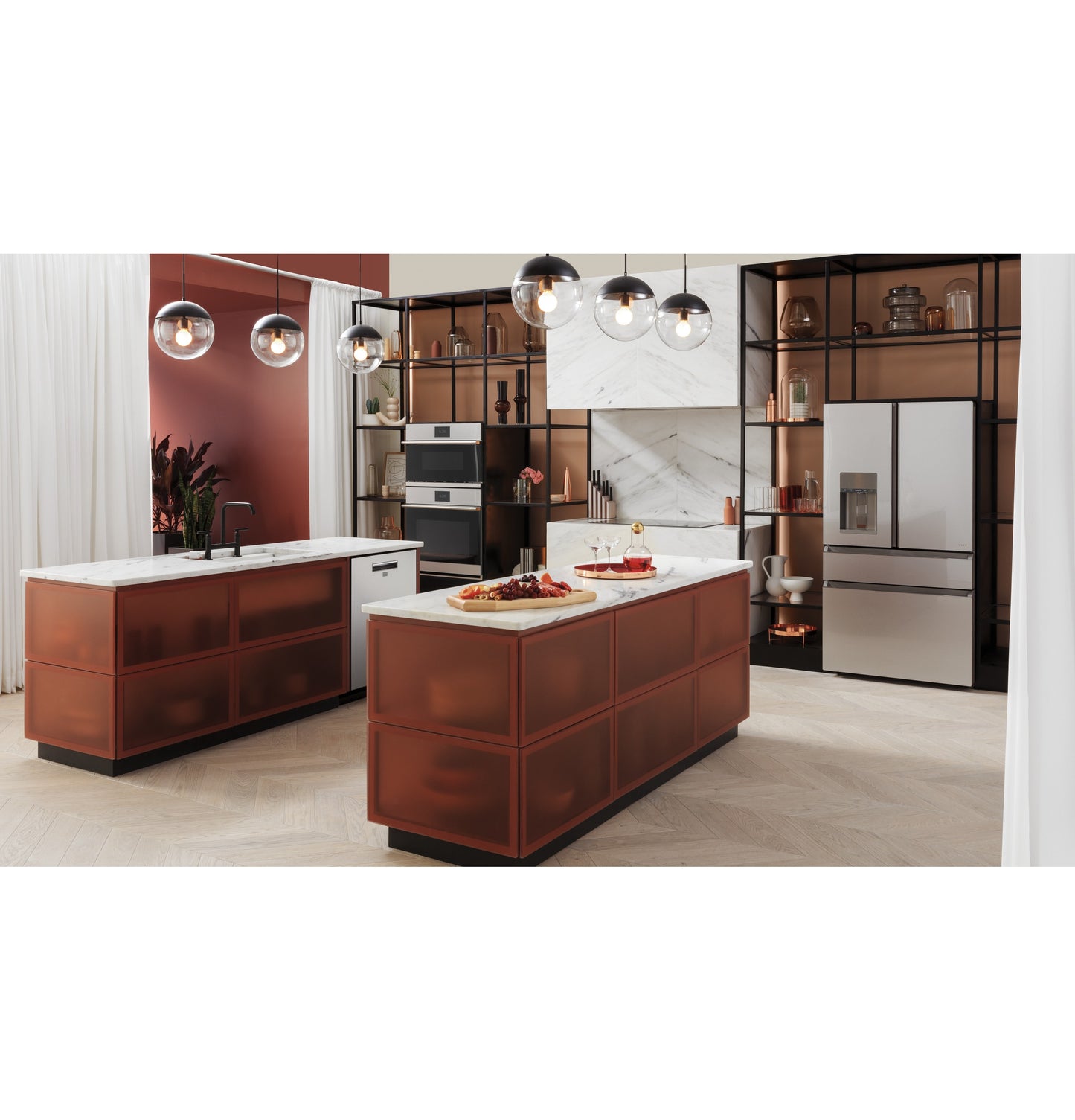 CAFÉ™ ENERGY STAR® 22.3 Cu. Ft. Smart Counter-Depth 4-Door French-Door Refrigerator in Platinum Glass