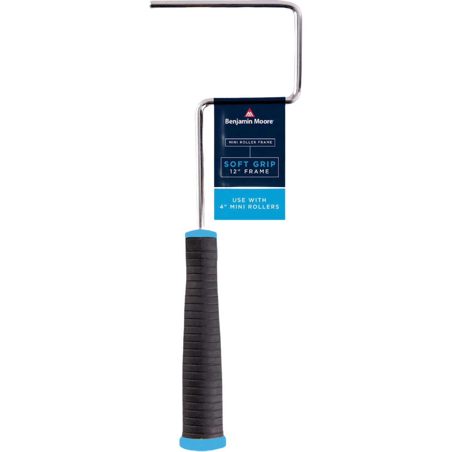 Mini roller frame with soft grip handle designed for use with 4-inch mini rollers in paint supplies collection