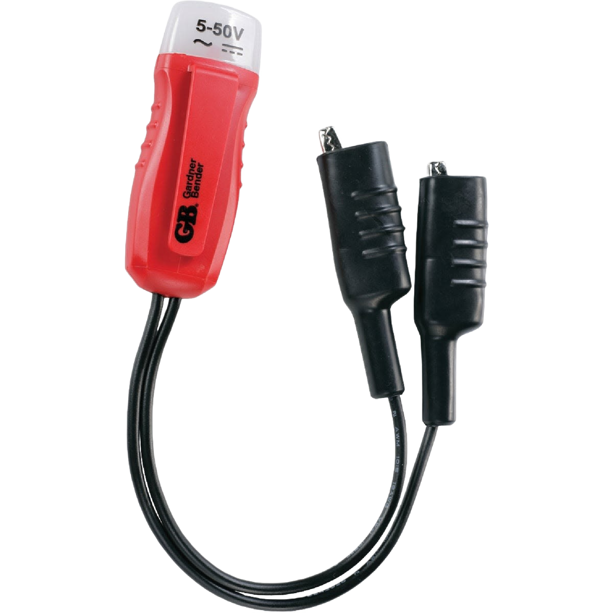 Compact red and black low voltage tester with dual probe leads designed for tools and home improvement use