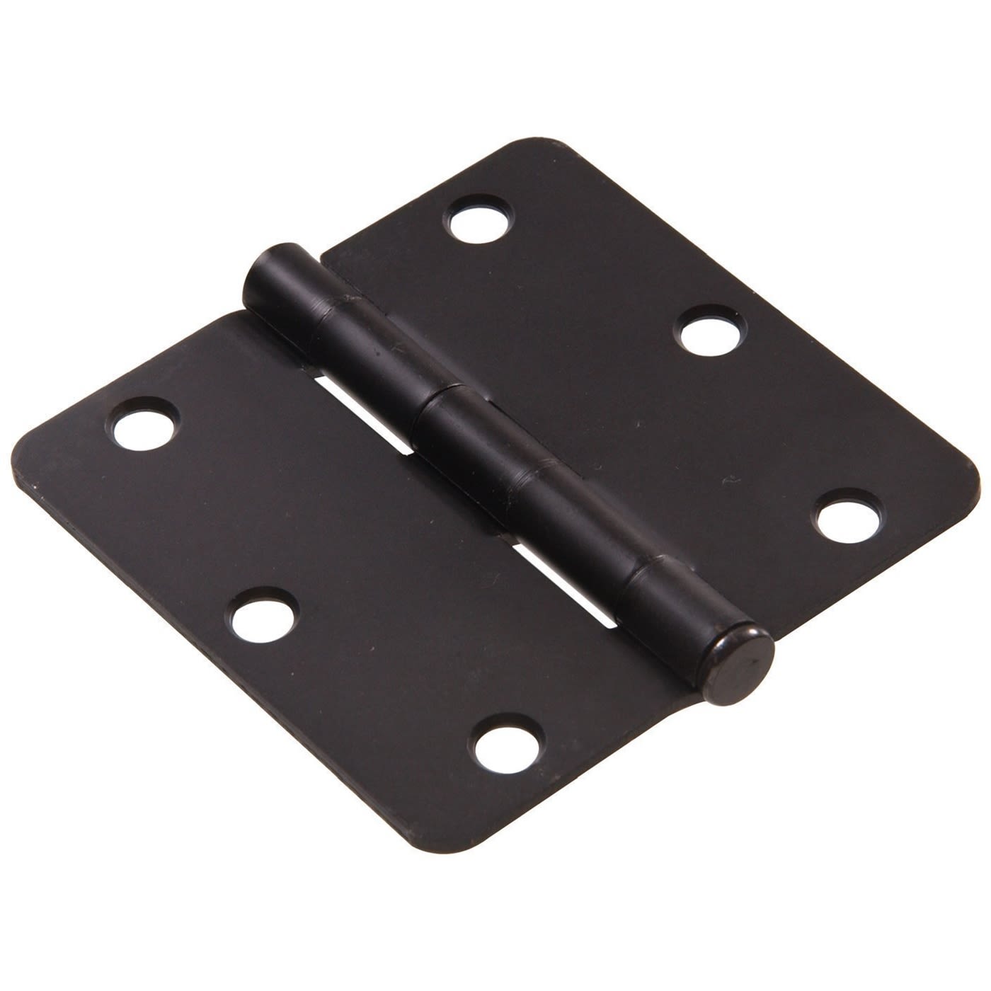 Black 3-inch door hinge with six screw holes and removable pin for residential hardware and home improvement use under $50 collections