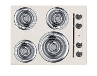 24-inch electric coil cooktop with four burners and black control knobs from Cooktops and Kitchen & Kitchenware collections