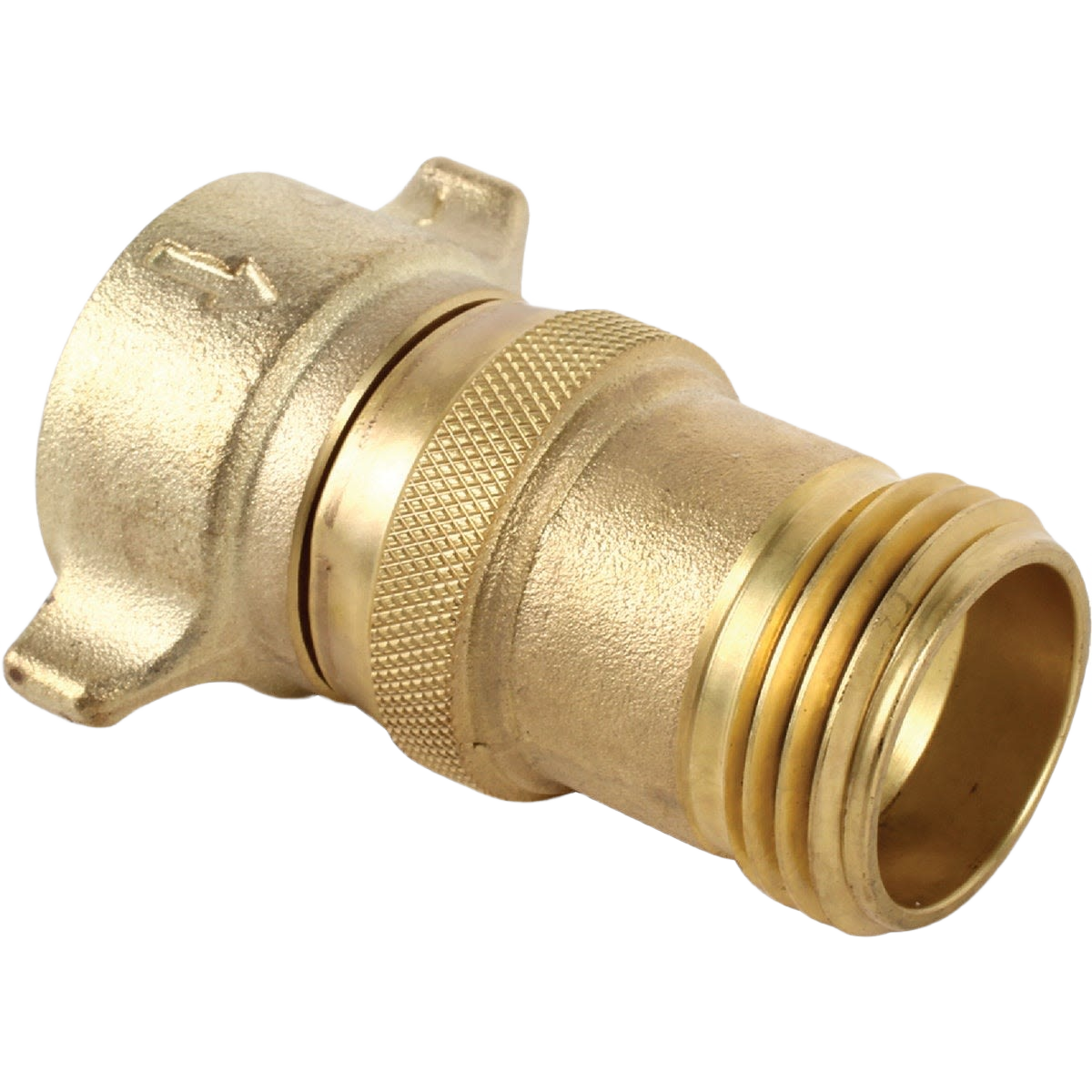 Brass RV water regulator with threaded fittings designed for controlling pressure in home improvement and RV plumbing tasks