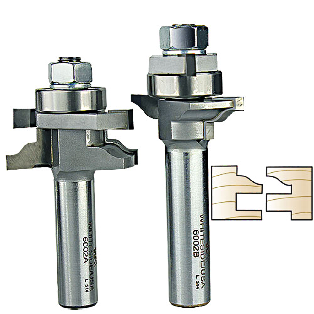 Set of two metal router bits for woodworking stile and rail joints, suitable for tool accessories and home improvement collections