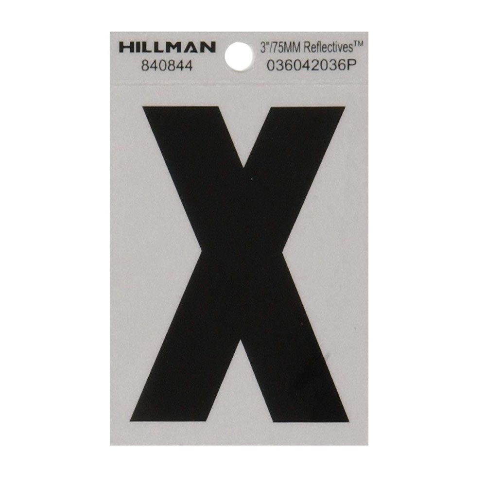 Black and silver reflective 3-inch wide letter X decal for hardware and home improvement projects under $50 collection