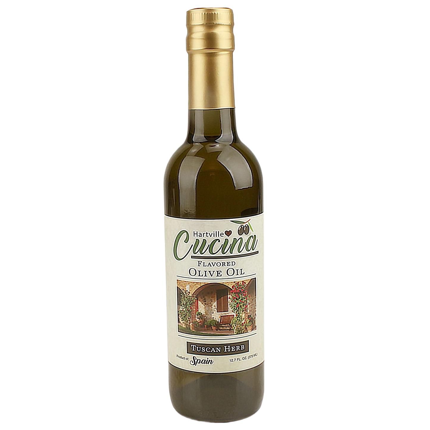 Bottle of Hartville Cucina Tuscan Herb olive oil with gold cap in Oil & Vinegars and Food & Beverage collections