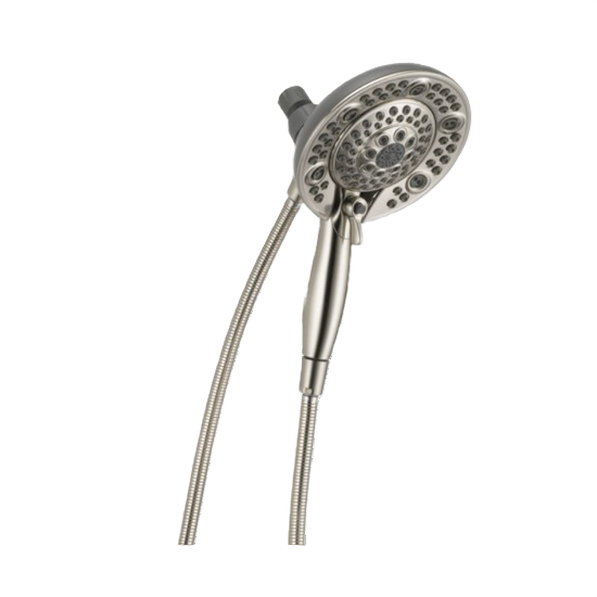 Brushed nickel 5-setting combo showerhead with detachable hand shower for plumbing repair and home improvement under $100 collection