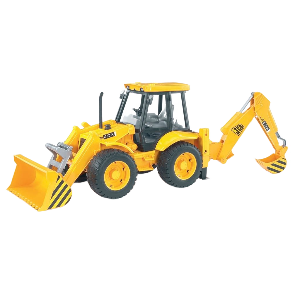 Yellow Bruder JCB Backhoe Loader toy model with detailed design for construction play and home improvement tools interest