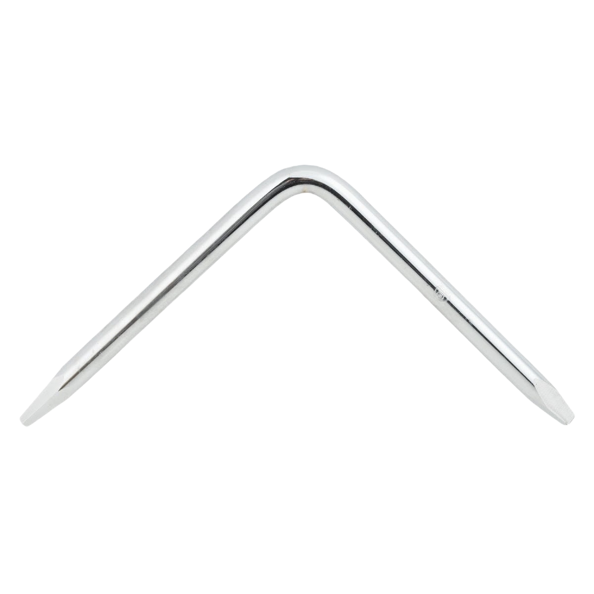 Polished metal faucet seat wrench with tapered ends for removing and installing faucet components in home improvement tasks