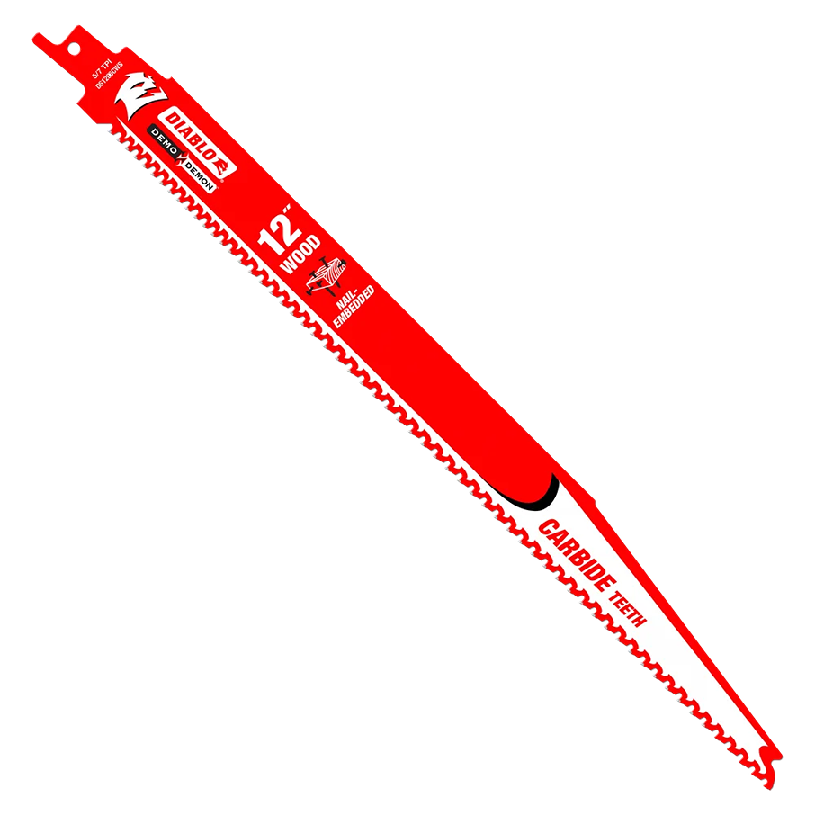 Red Diablo 12-inch wood cutting saw blade with carbide teeth for precision home improvement tool use